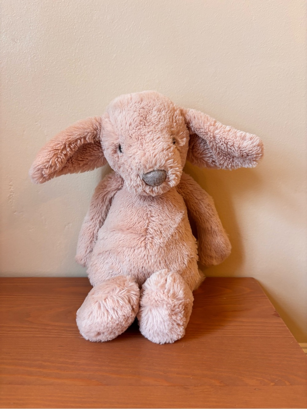 Jellycat Plush Bunny Stuffed Animal - Blush Pink Glitter nose 9" Like new